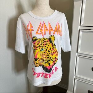 NWOT Chaser White Tee with Neon Def Leppard Graphic